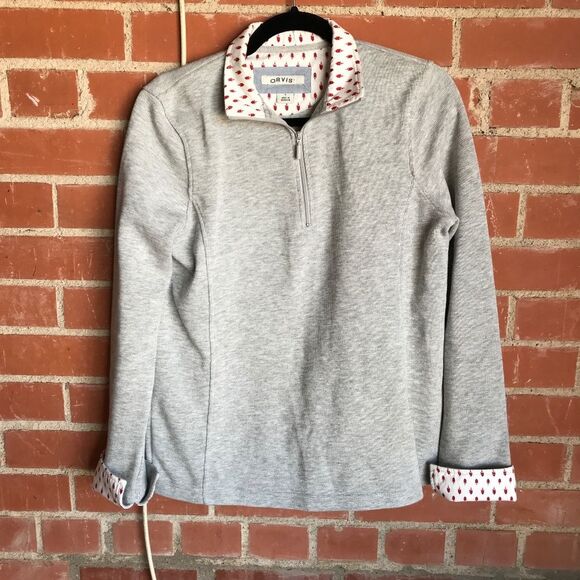 Orvis gray ribbed knit 1/2 zip pullover polo size S - Picture 1 of 4